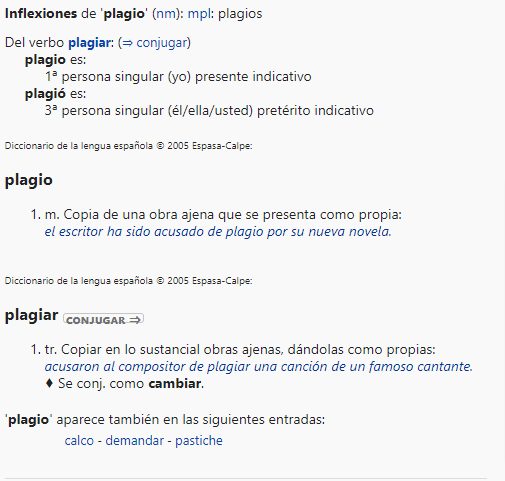 Definicion Plagio wordrefernce